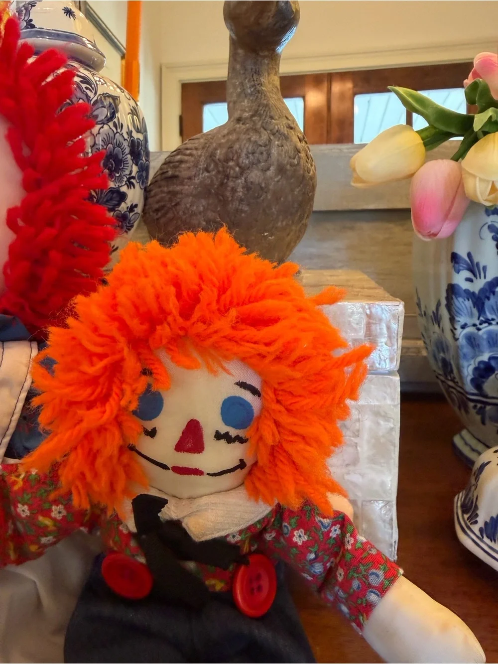 Kids Rag Doll Costume Plush Accessory with Bright Red Hair